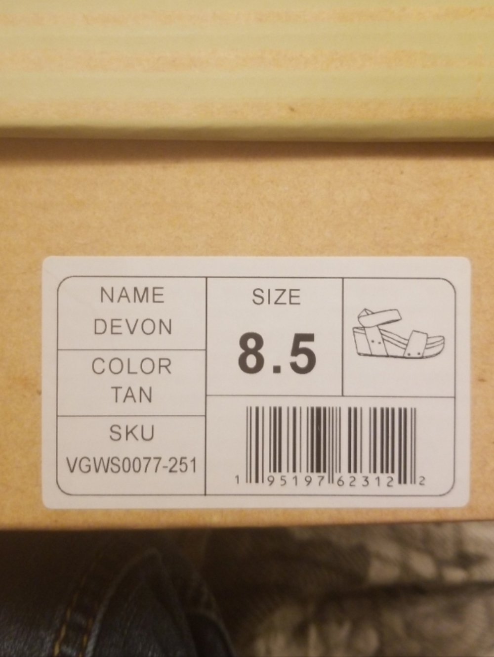 Very G Devon Tan Faux Tooled Wedges - Picture 2 of 5